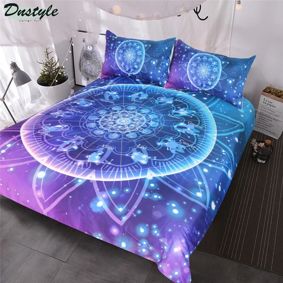 Mandala Galaxy Zodiac Glitter Bedding Set