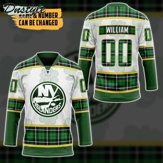 New York Islanders NHL 2022 st patrick day custom name and number hockey jersey