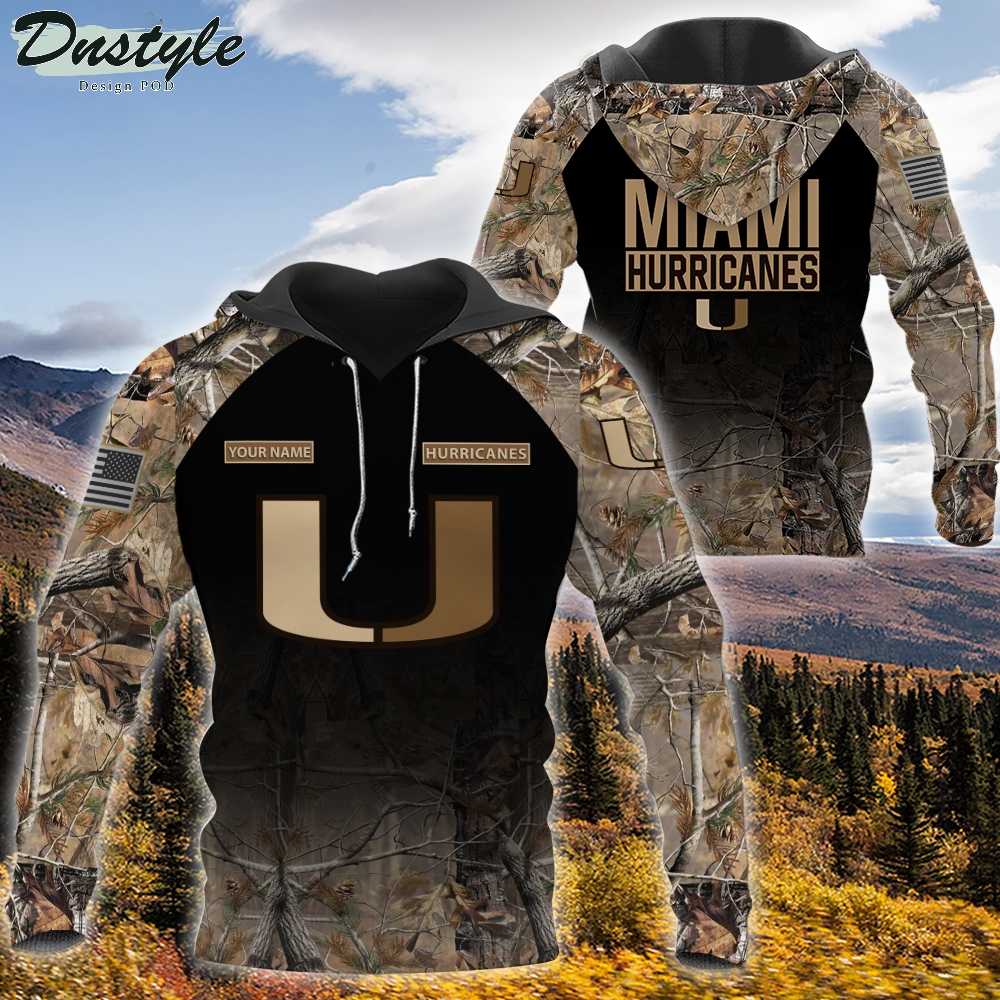 Miami Hurricanes NCAA Hunting Camo Personalized 3d Hoodie