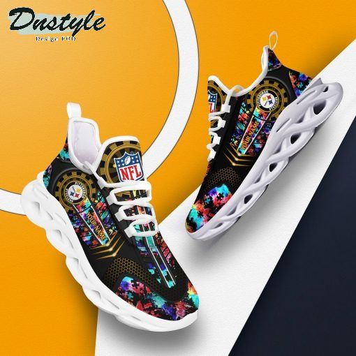 Pittsburgh Steelers NFL Autism Personalized Max Soul Shoes