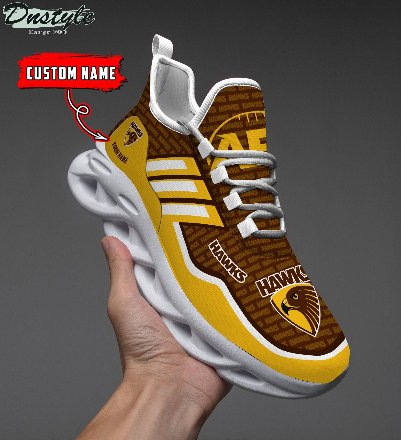 Hawks AFL personalized clunky max soul shoes
