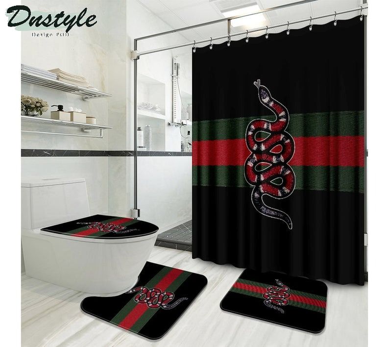 Gucci Gc Snake Type 23 Bathroom Mat Shower Curtain