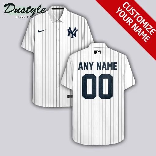 New York Yankees MLB Personalized name and number white hawaiian shirt