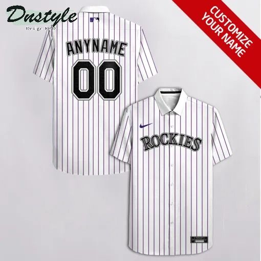 Colorado Rockies MLB Personalized white striped hawaiian shirt