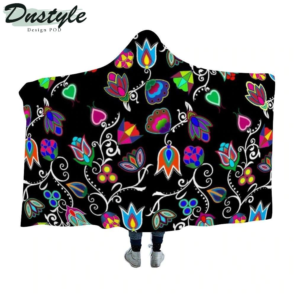 Indigenous Paisley Black Hooded Blanket