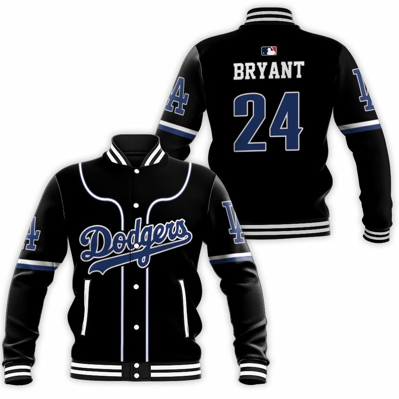 Los Angeles Dodgers Kobe Bryant 24 Mlb 2020 Black Baseball Jacket