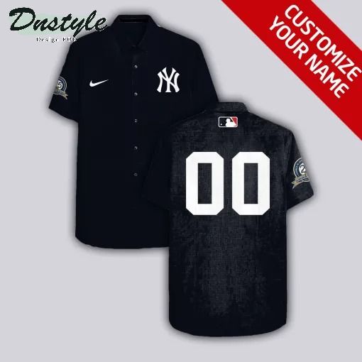 New York Yankees MLB Personalized name and number black hawaiian shirt