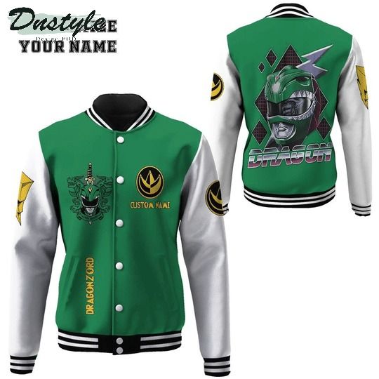 Mighty morphin power ranger green custom name baseball jacket