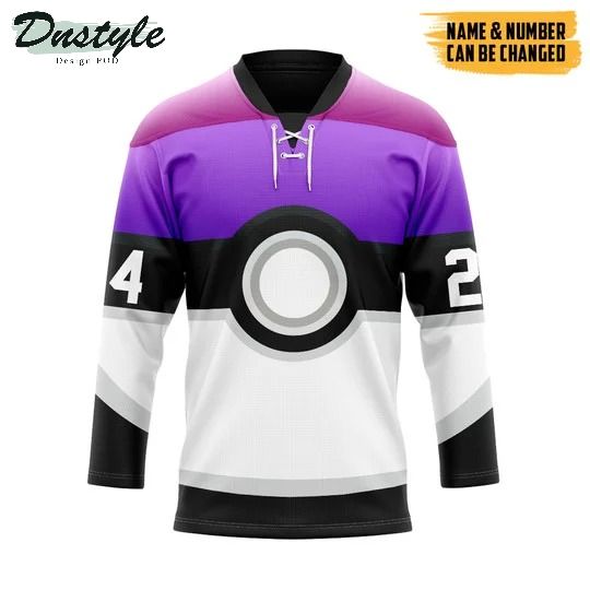 Pokemon trainers master ball custom name and number hockey jersey