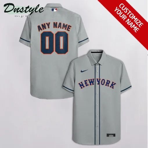 New York Mets MLB Personalized grey hawaiian shirt