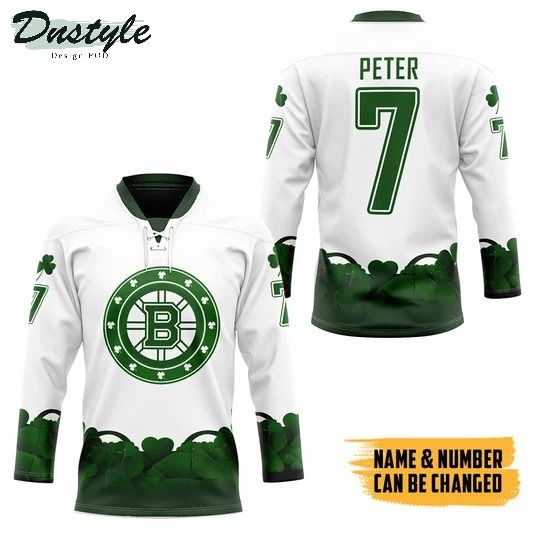Boston Bruins NHL 2022 st patrick day custom name and number hockey jersey