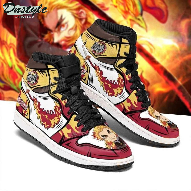 Rengoku Fire Skill Demon Slayer Sneakers Anime High Air Jordan
