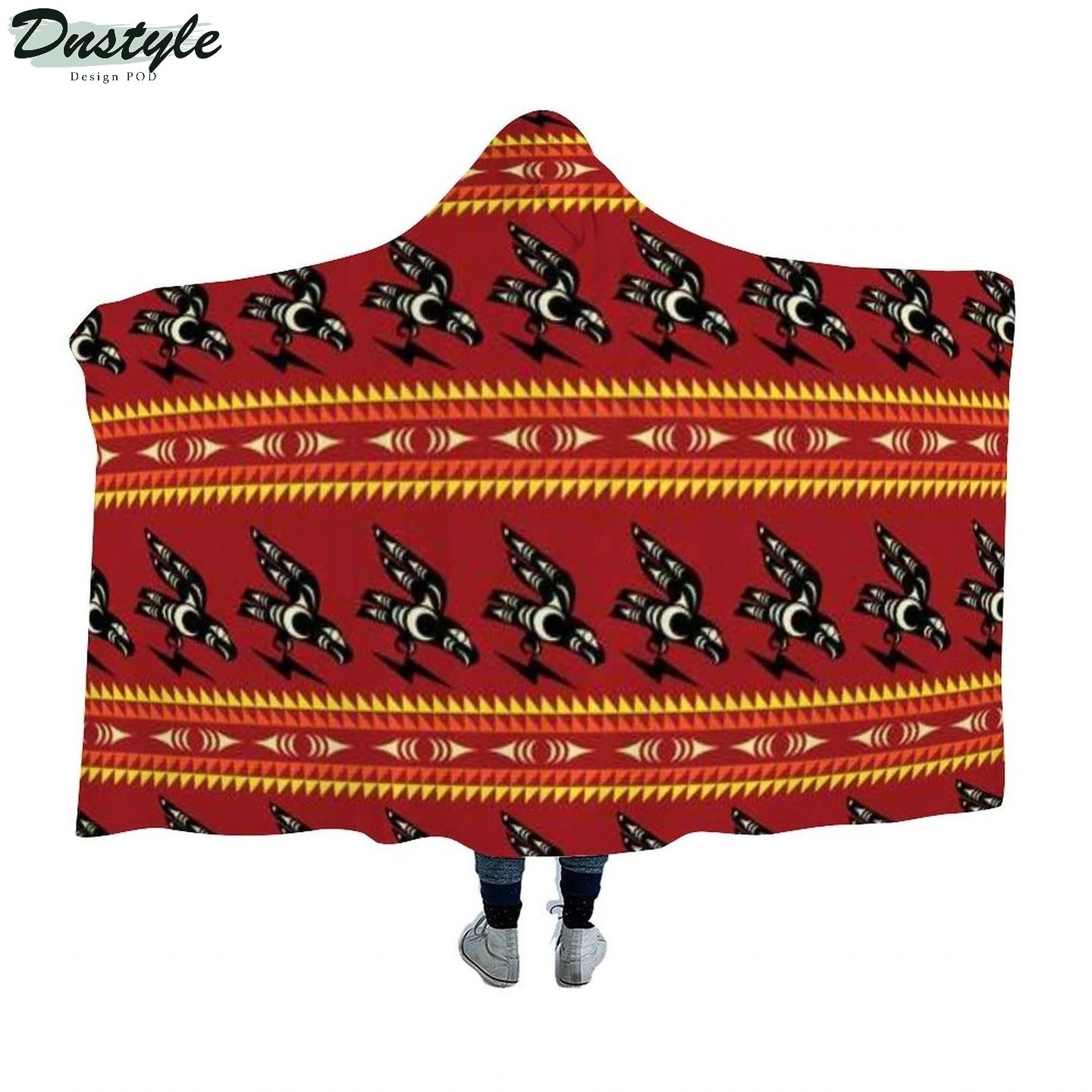 Eagle Brings Good Vibes Red Hooded Blanket