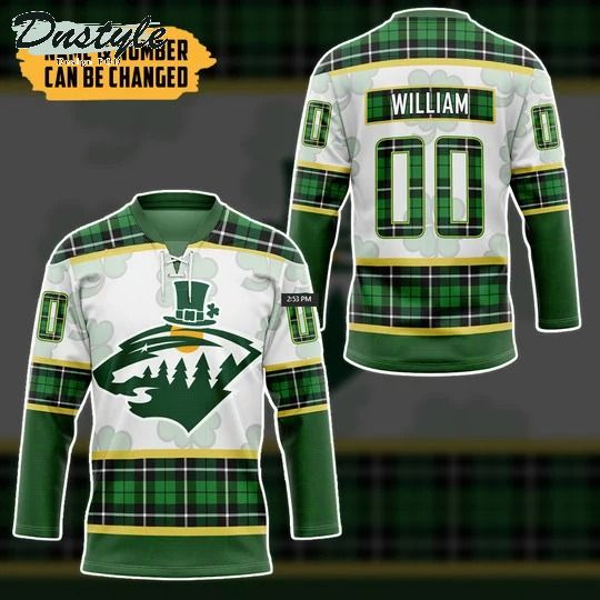 Minnesota Wild NHL 2022 st patrick day custom name and number hockey jersey