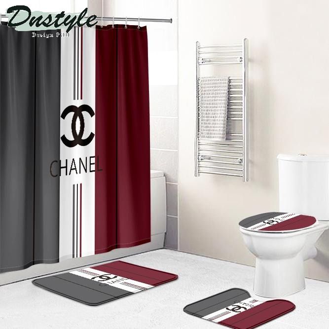 Chanel Mix Color Bathroom Mat Shower Curtain