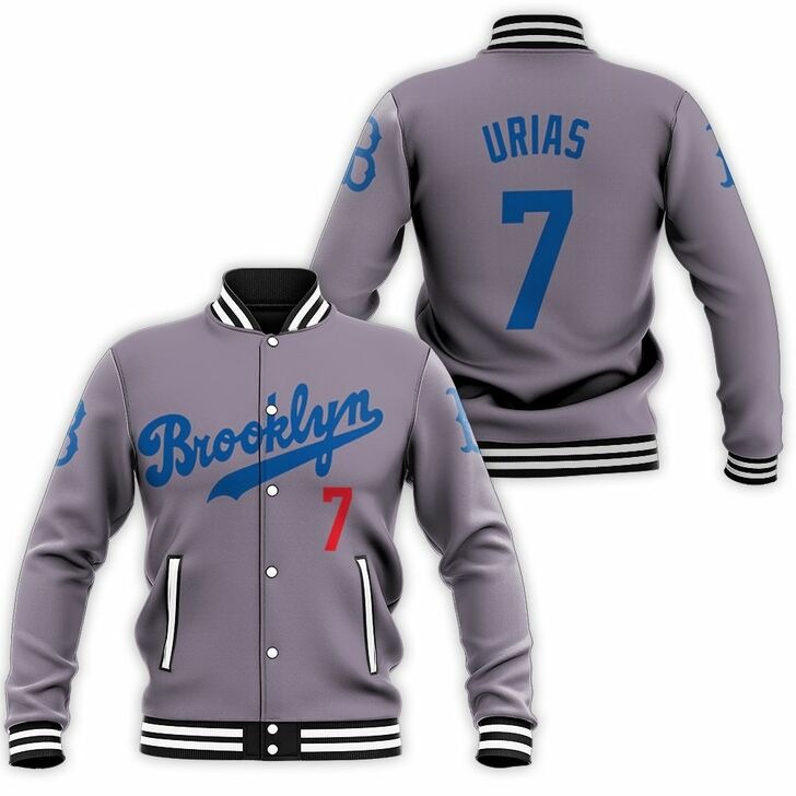 Los Angeles Dodgers Julio Urias 7 Mlb 2020 Grey Baseball Jacket