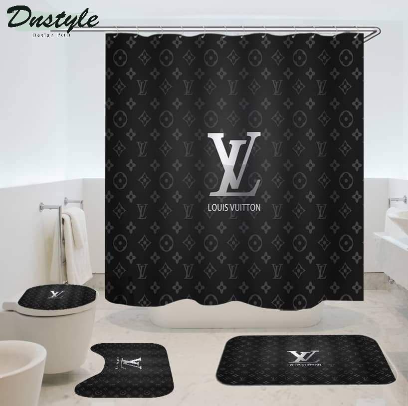 Lv Dark Gray Bathroom Mat Shower Curtain