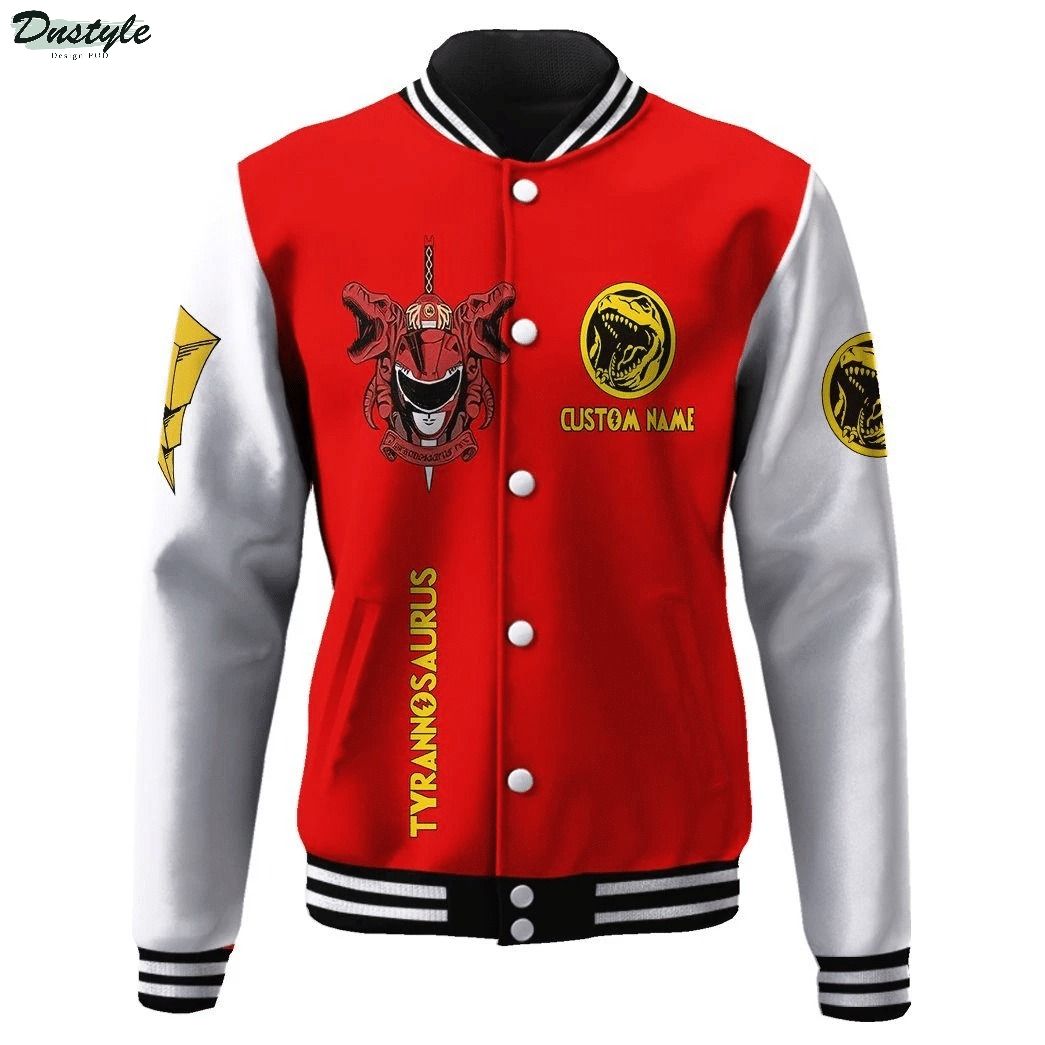 Mighty morphin power ranger red custom name baseball jacket