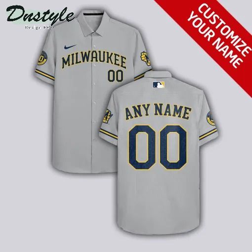 Milwaukee Brewers MLB Personalized grey hawaiian shirt