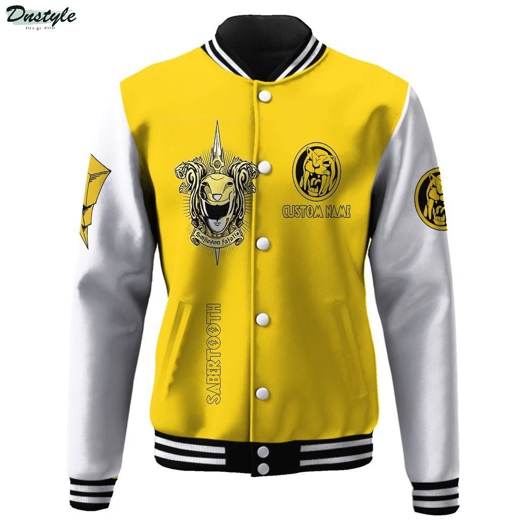 Mighty morphin power ranger yellow custom name baseball jacket