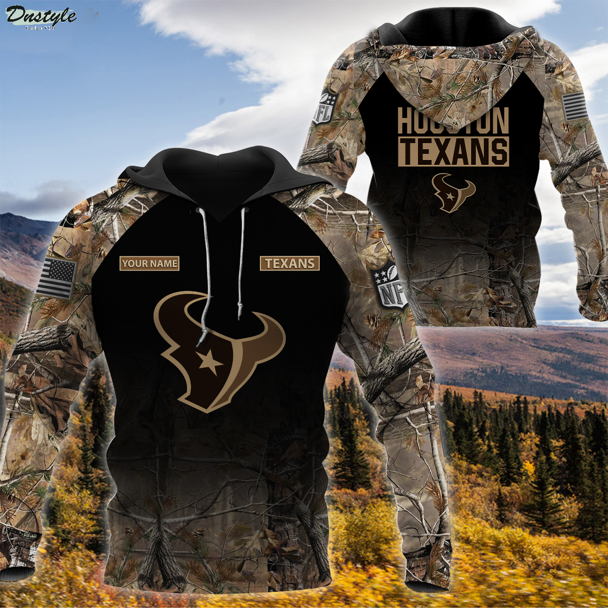 Houston Texans NFL Personalized Hunting Camo 3d Hoodie