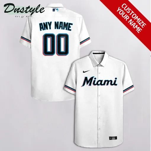 Miami Marlins MLB Personalized white hawaiian shirt