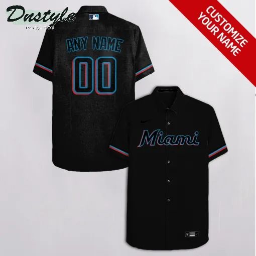 Miami Marlins MLB Personalized black hawaiian shirt