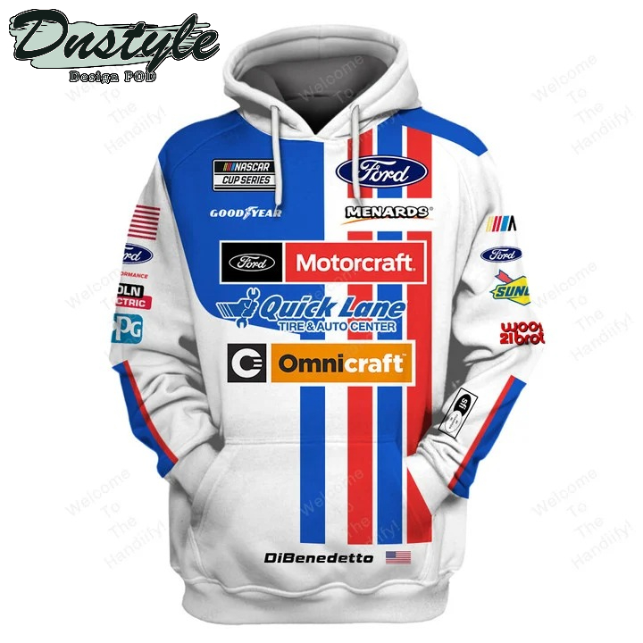Matt Dibenedetto Wood Brothers Racing Ford Motorcraft White All Over Print 3D Hoodie
