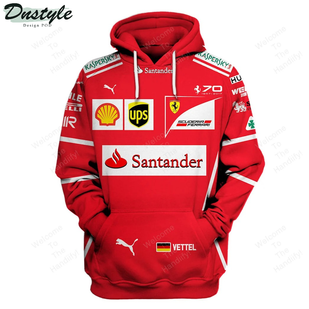 Sebastian Vettel Santander Racing Ups Scuderia Ferrari All Over Print 3D Hoodie