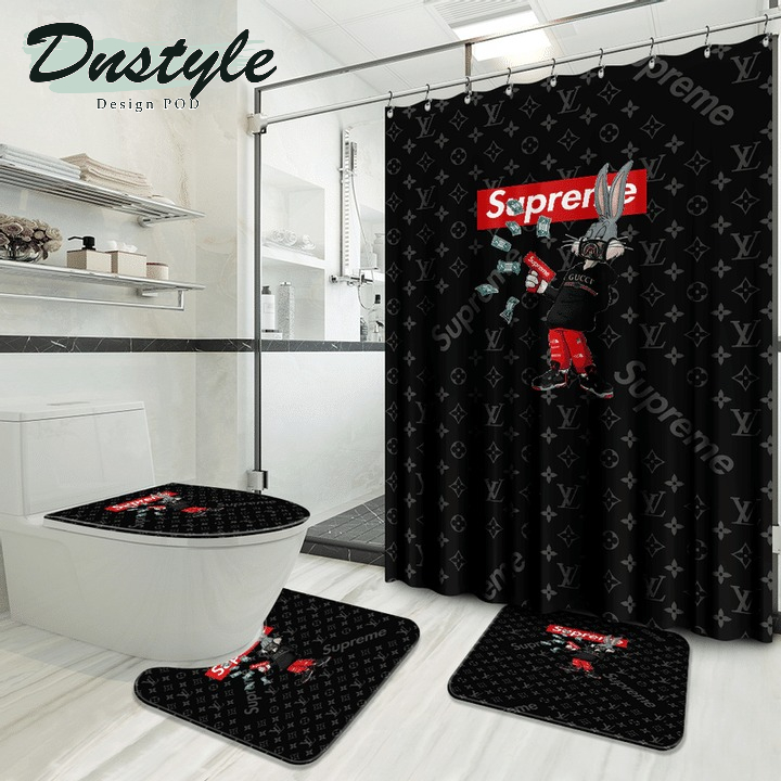 Louis Vuitton Rabbit Supreme Luxury Fashion Brand Bathroom Set Shower Curtain #5