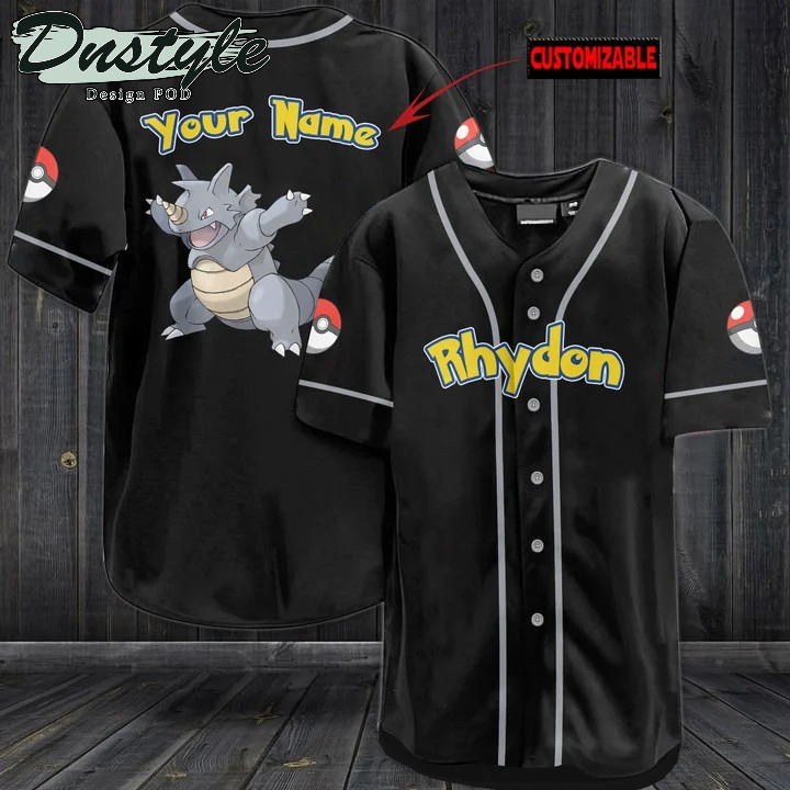 Pokemon Rhydon Black Baseball Jersey