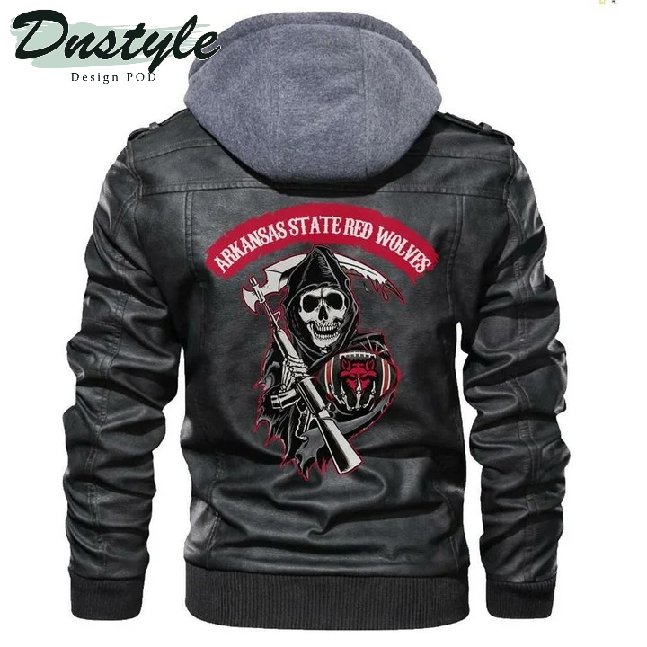 Arkansas State Red Wolves NCAA Football Sons Of Anarchy Black Leather Jacket