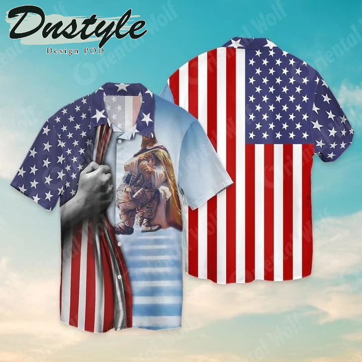 Memorial Day 4th Of July Independence Day Veteran And Jesus Hawaiian Casual Shirt