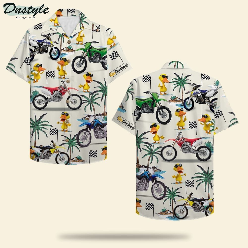 Motocross Dirt Bike And Fancy Duck Hawaiian Shirt