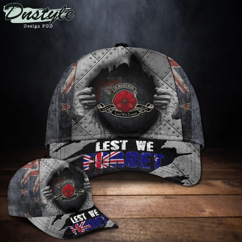 New Zealand Anzac Day Lest We Forget New Zealand Flag Classic Cap