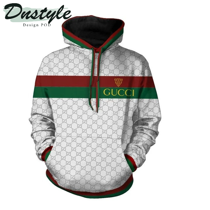 Gucci White Brown 3d All Over Print Hoodie