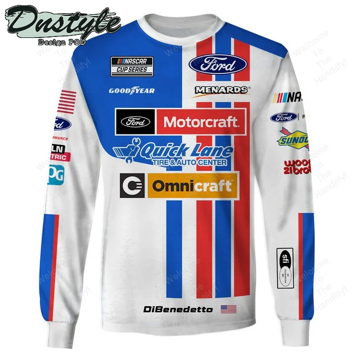 Matt Dibenedetto Wood Brothers Racing Ford Motorcraft White All Over Print 3D Hoodie
