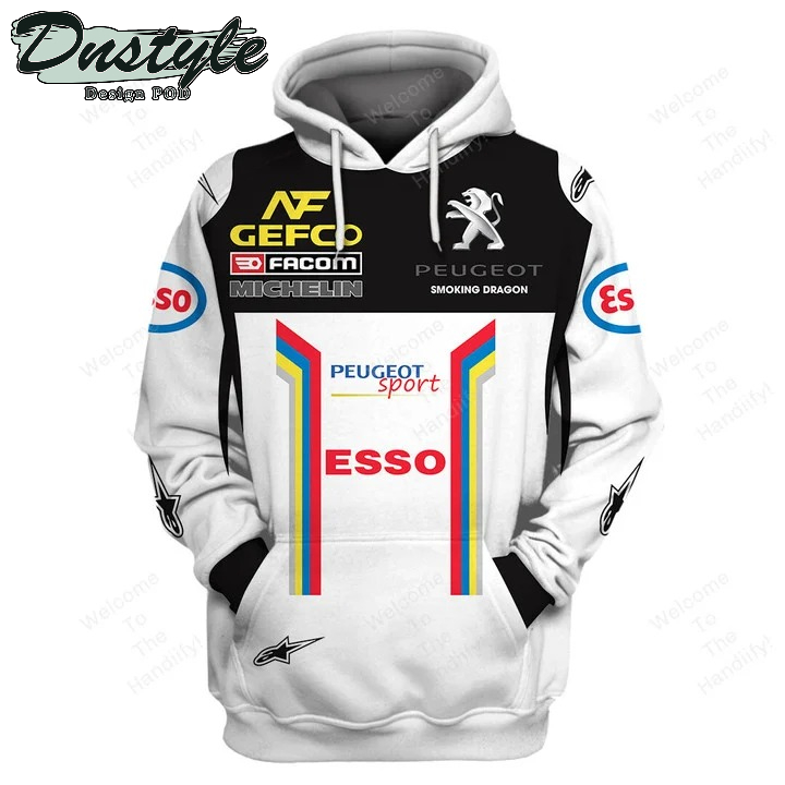 Peugeot Sport Racing Esso Facom Michelin White All Over Print 3D Hoodie