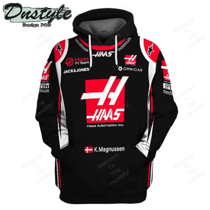 Kevin Magnussen Haas F1 Team Racing Haas Automation Inc Black All Over Print 3D Hoodie