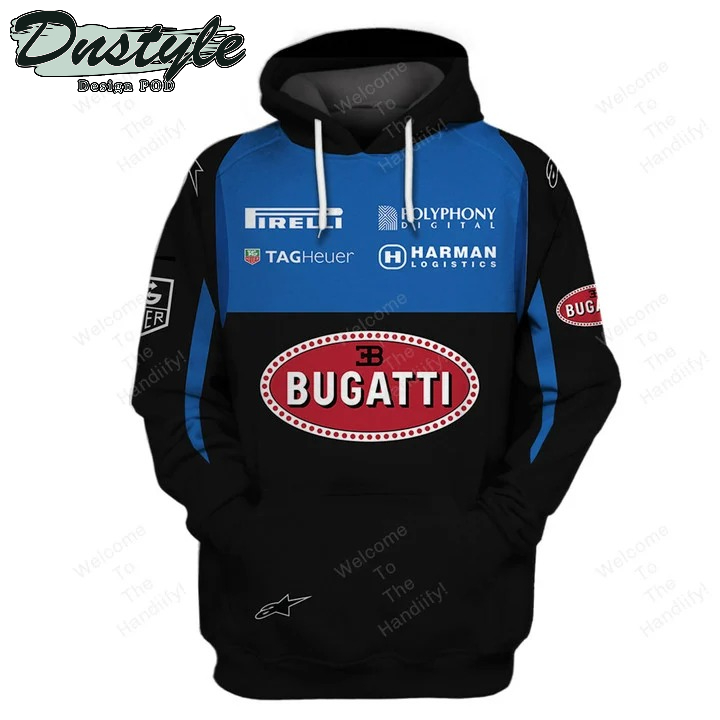 Bugatti F1 Team Racing Pirelli Tag Heuer Polyphony Digital Black All Over Print 3D Hoodie