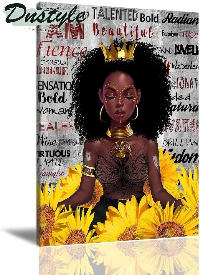 African American Yoga Meditation In Sunflower Canvas