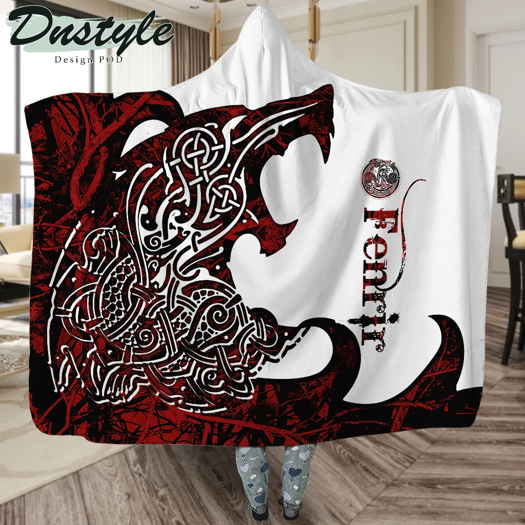 Viking Wolf Legend Red And White Style 01 Hoodie Blanket