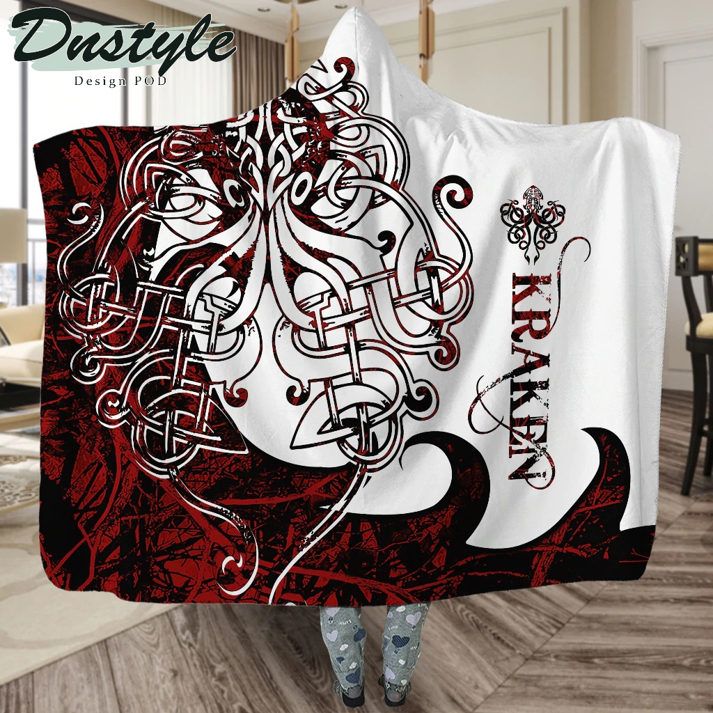 Viking Kraken Legend Red And White Style 01 Hoodie Blanket