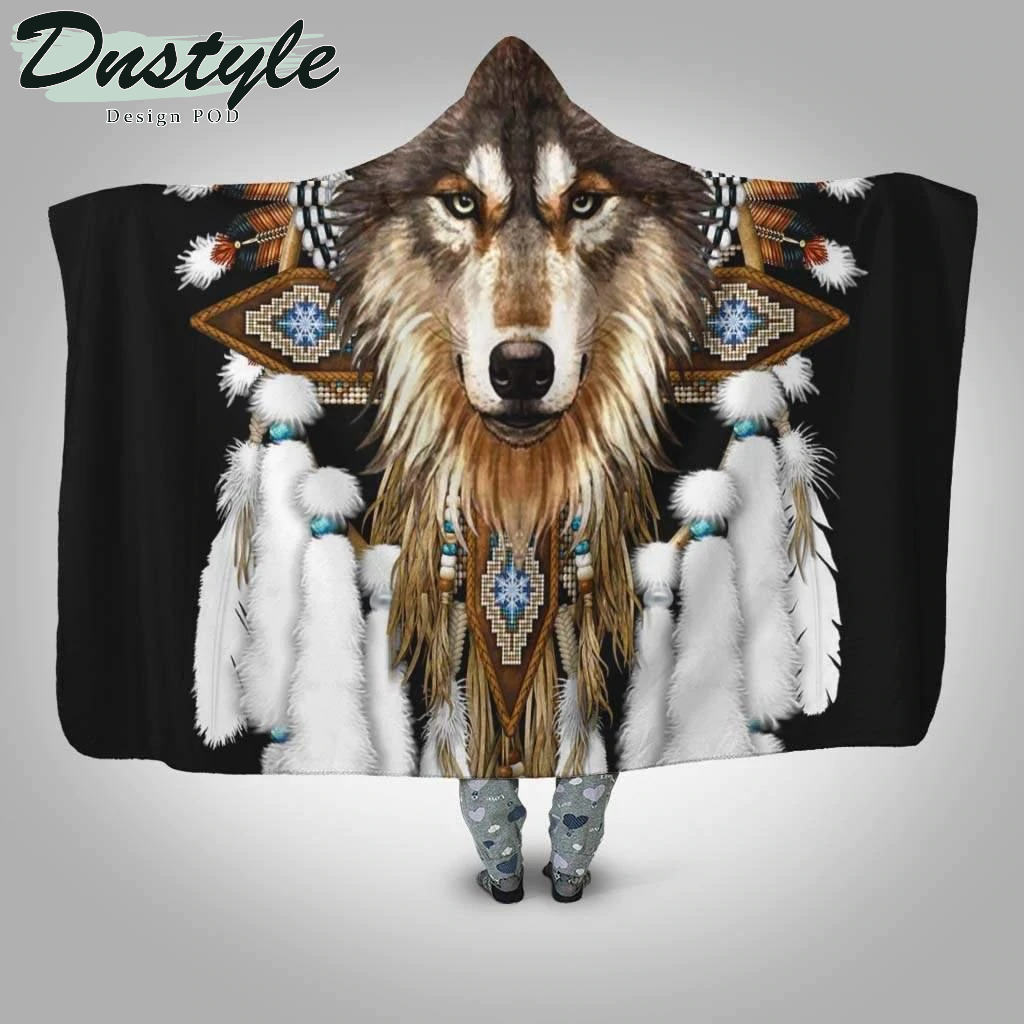 Native American Wolf Limited Hoodie Blanket