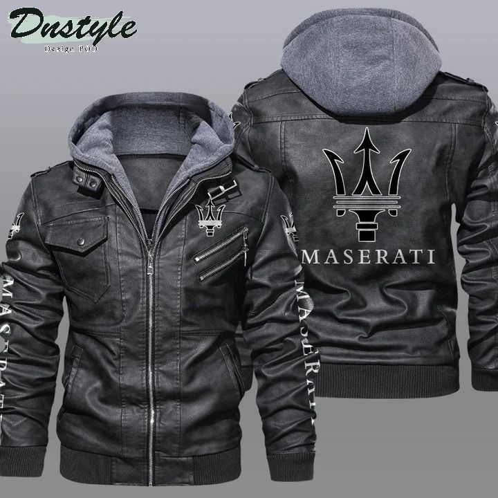 Maserati hooded leather jacket