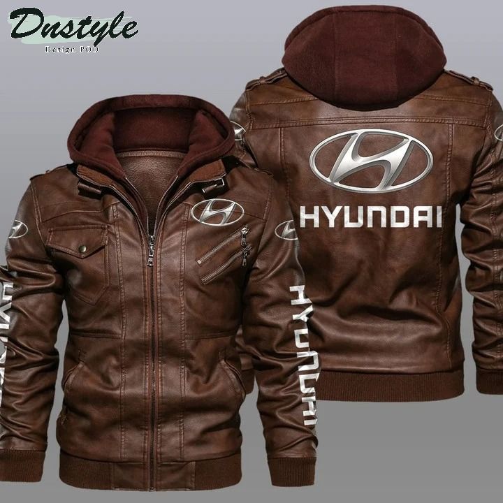 Hyundai hooded leather jacket