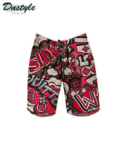 Louis Vuitton Graffiti Hawaiian Shirt Shorts And Flip Flops