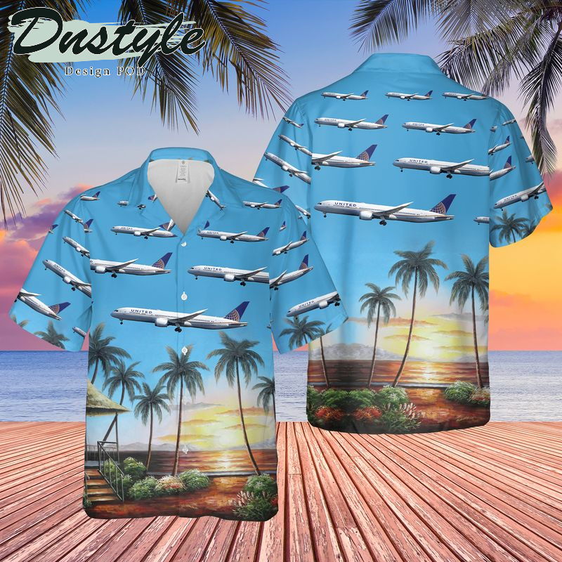 United Airlines Boeing 787-9 Dreamliner Hawaiian Shirt