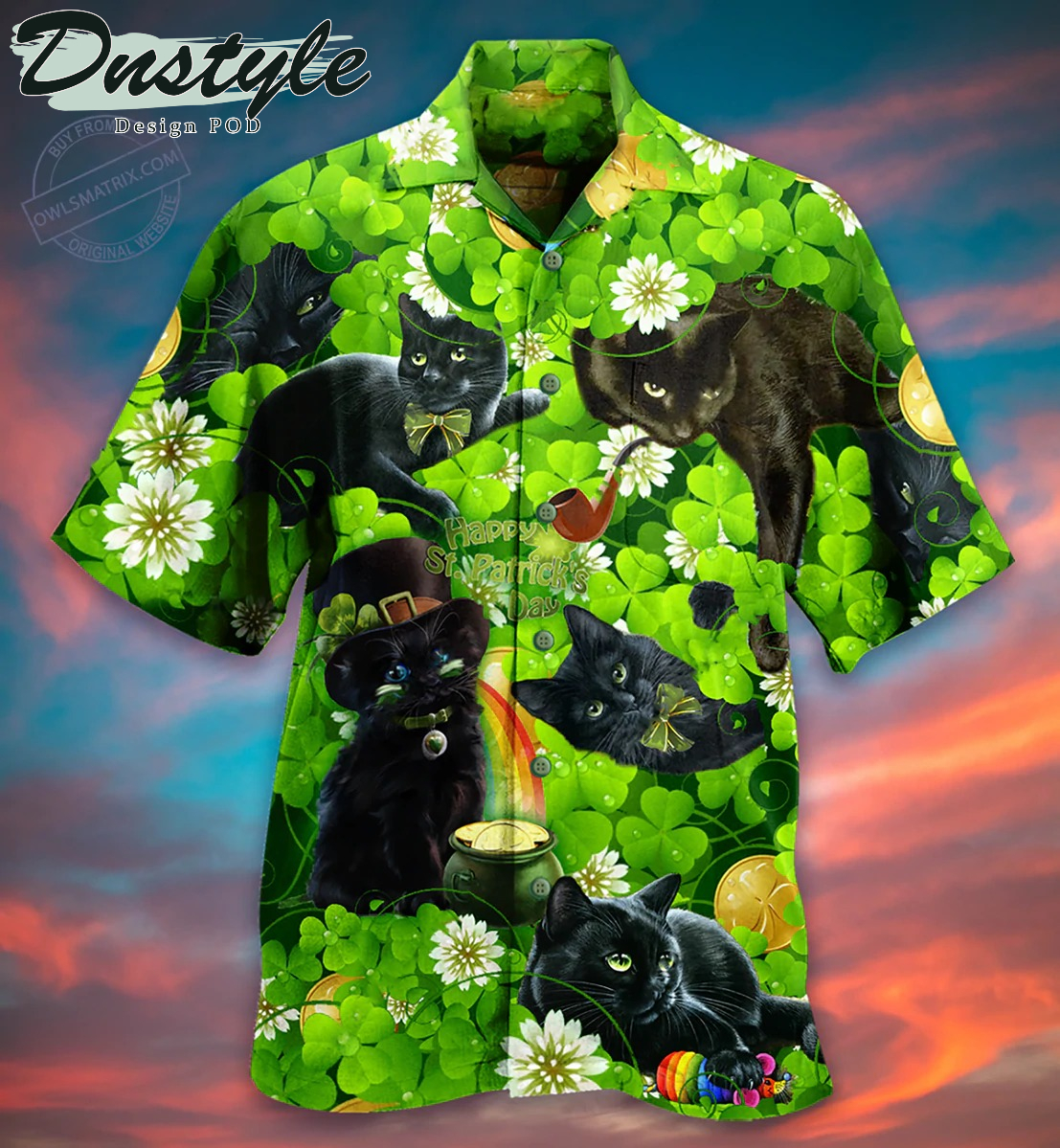 Black Cats Love Green Limited Edition Hawaiian Shirt