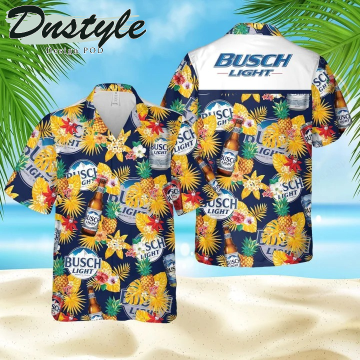 Busch Light Beer Floral Hawaiian Casual Shirt